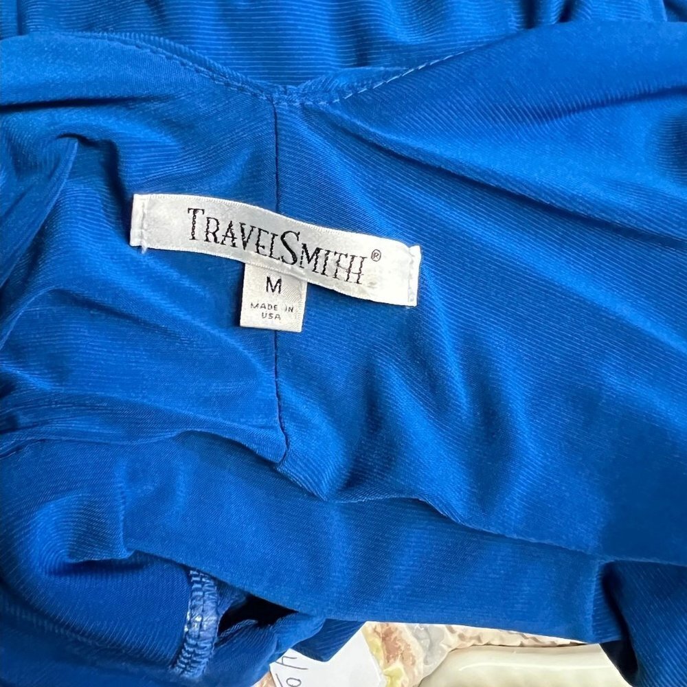 Travelsmith Blue Blue Ruffle Hem Knit Knotted Straps Maxi Dress Size M - Picture 4 of 11